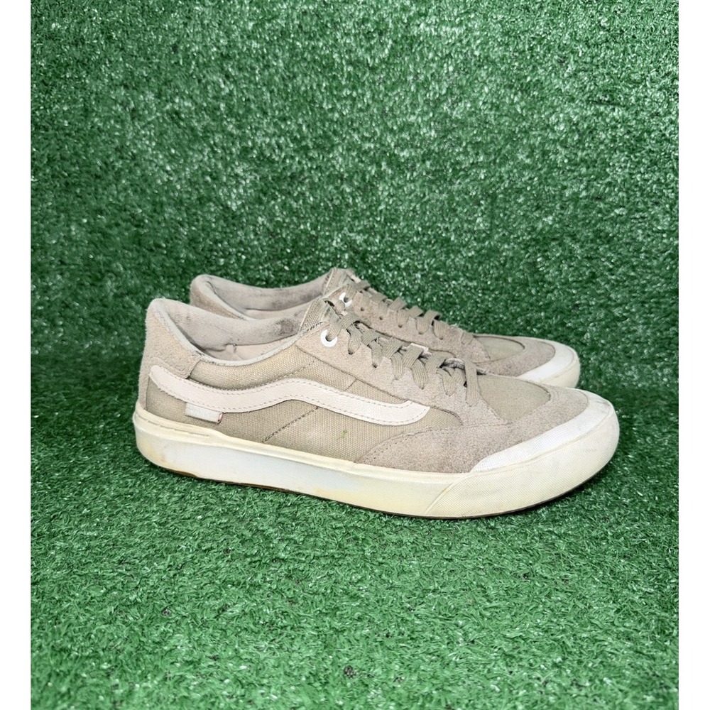 Vans Berle Pro Shoe Skateboard Suede Canvas Beige Grey Lace Up Low Top Men's 9.5